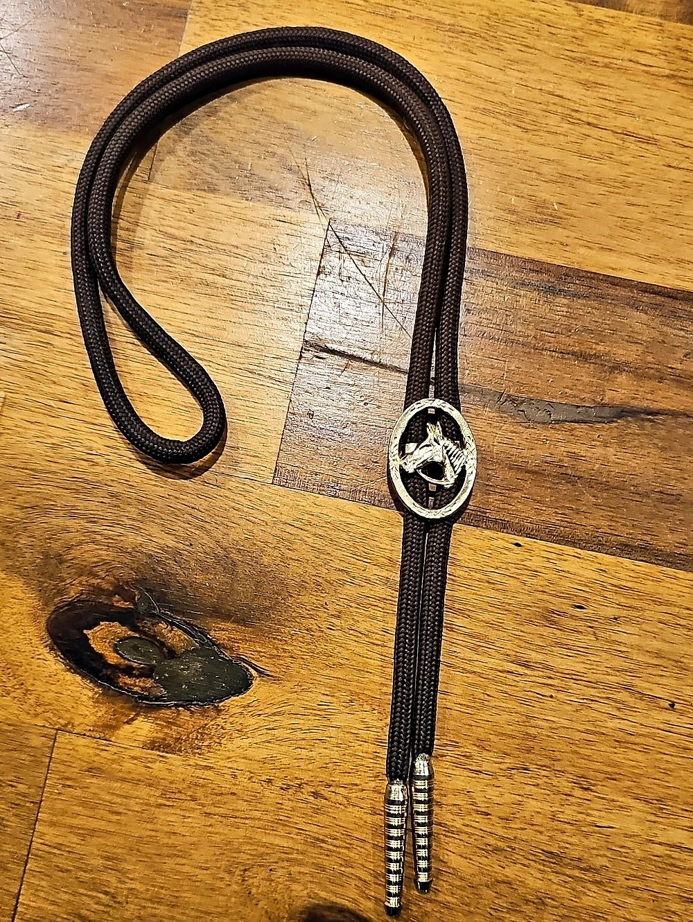 Vintage Brown & Gold Horsehead Bolo Tie